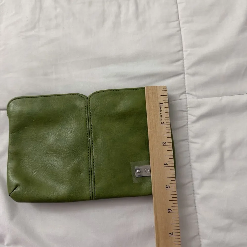 Chloe Parfum Faux Leather Cosmetic Makeup Bag Green Pouch Logo Double Zip Small